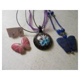 Lot (4) Butterfly Themed Necklaces & Earring set