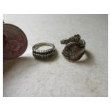 Lot (2) sz5 Sterling Silver Rings