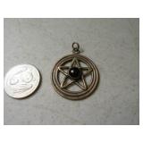 Sterling 1.25" Wicca Type Jewelry Pendant w/ Stone