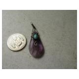 Sterling PawnLook Purple Stone 1.5" Pendant