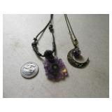 Purple Stone & 1/2Moon modern Necklaces