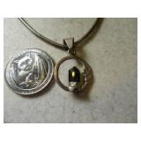 16" Sterling Necklace w/ Black Stone Pendant