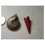 Lot (2) Sterling & Stone~Shell Pendants Jewelry