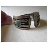 Pawn Silver signed Watch Band Eagle Inlay