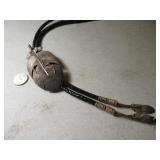 Sterling Pawn Signed Bolo Tie 3leaf 5" Unique