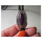 Pawn Silver w/ Purple Stone custom Bolo Tie