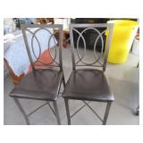 Pair Metal 24" Barstools w/ Black Seats Sturdy