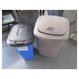 Lot (2) Basic Poly FlipTop Trash Cans