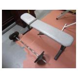 Basic Lifting Weight Bench w/ Bar & (4) Weights