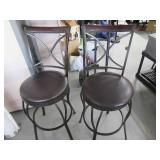 Lot (2) Swivel 28" Black Metal Bar Stools