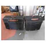 Lot (2) Cloth Vtg Luggage Suitcases 24"