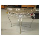 MarbleTop 39" Half Moon Accent Side Table MetalBse