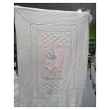 44"x63" Chenille Type Baby Blanket vtg