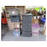 Lot (11) Fold-Top Poly Storage Stacking Tubs