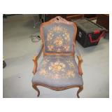 22" Antique Embroidered Arm Chair AS IS