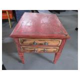 Refinished Red 21" Farm/Country End Table NEAT