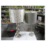 Lot (2) Funky Nice Modern Table Lamps silver