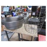 Industrial MetalLook Tub & Wire Basket Decor NEAT