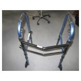 Blue 350lb Walker w/ Wheels Handicap Assist