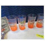 Lot (4) OrangeFrosted BRONCOS Glasses BudLight