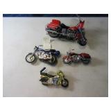 Lot (4) diecast Type Harley Motorcycles