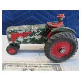Early 7" Aluminum Metal Toy Tractor as is painted