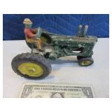 Early 8" Aluminum Metal Toy Tractor w/ Rider