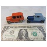 Lot (2) Early 2.5" TootsieToy Metal Cars