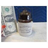 Vtg 4.5" HorseRadish Crock Stoneware Container