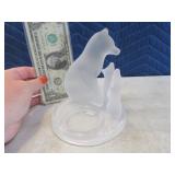 Glass WOLF Candle PartyLite Holder 6" Figure