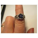 Beautiful .925 sz7.25 Ring w/ Blue/Bling Stones