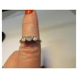 14kt White Gold ClusterDiamond sz7 Ring 2.9g
