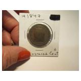 1847 ReEngraved Cent Coin in sleeve