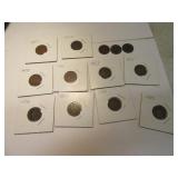 Lot (13) asst Indian Head Pennies