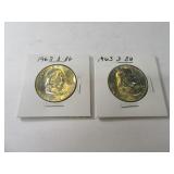 Lot (2) UNCirculated 1963 Franklin Silver 1/2 Dolr