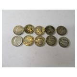 Lot (10) Silver Mercury asst Dimes *invest*