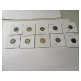 Lot (10) asst Barber Silver Dimes in sleeves