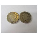 Lot (2) Worn PEACE Silver Dollars *invest*