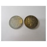 Lot (2) PEACE Silver Dollar Coins