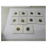 Lot (10) Barber Silver Dimes sleeved