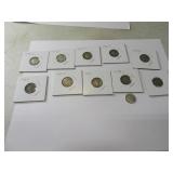 Lot (11) Silver Dimes Mercury etc