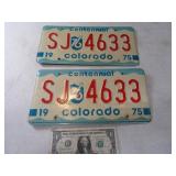 Pair 1975 Colorado Matching LIcense Plates