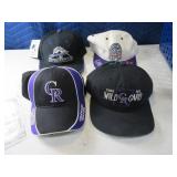 Lot (4) Vtg CO ROCKIES Ball Caps Hats