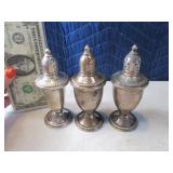 Lot (3) Wgtd Sterling Silver S&P Shakers