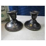 Pair Weighted Sterling Silver Candle Stick Holders