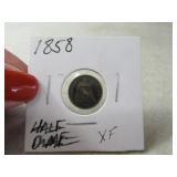 1858 CivilWar Era Half Dime Coin in sleeve