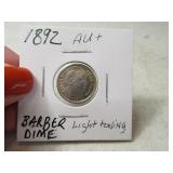 Nice 1892 Barber Dime w/ Lgt Toning in sleeve