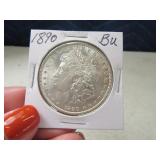 1890 Morgan BU Silver Dollar Coin sleeved