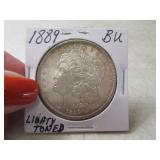 1889 Morgan Silver Dollar Coin BU Light Toning