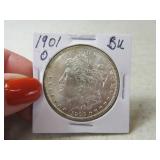 1901o Morgan BU Silver Dollar Coin sleeved NICE